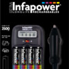 INFAPOWER 1 HOUR CHARGER & 4xAA 2500mAh BATTERIES.