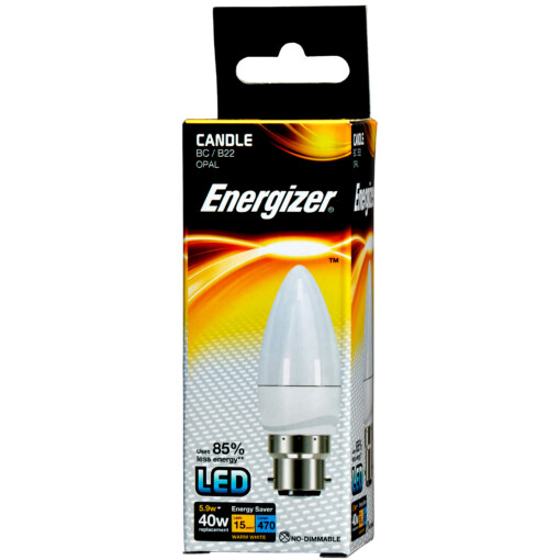 5.9w (40w) BC B22 Frosted Candle Energizer 470 lumens