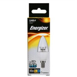 DIMMABLE 6.5W  ENERGIZER LED CANDLE 470LM CLEAR E14 WARM WHITE S8855